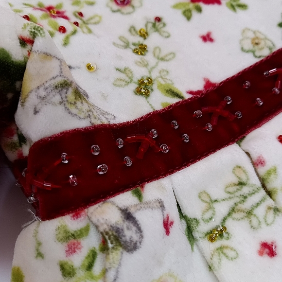 Trish Scully Child Velvet Dress with Red Fur, Sequin & Bead Trim 24 Months - Picture 7 of 15